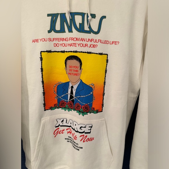 Jungles x Xlarge Sweatshirt Men’s White Hoodie Size Medium - Picture 4 of 9